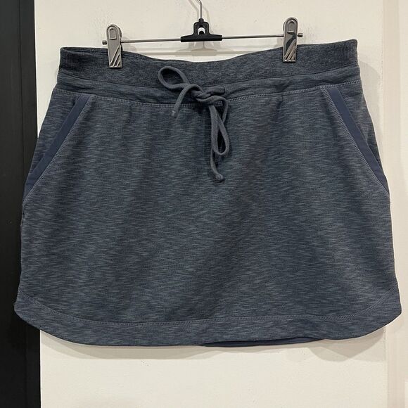 Athleta Techie Terry Drawstring Mini Skirt Activewear Knit Size Large - Picture 2 of 5
